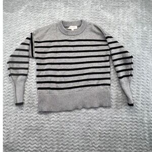 Philosophy Striped Crew‎ Neck Sweater Women's Size S Grey Black Knit Top
